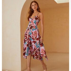 New Maelis Satin Midi Dress Lavender Size Small